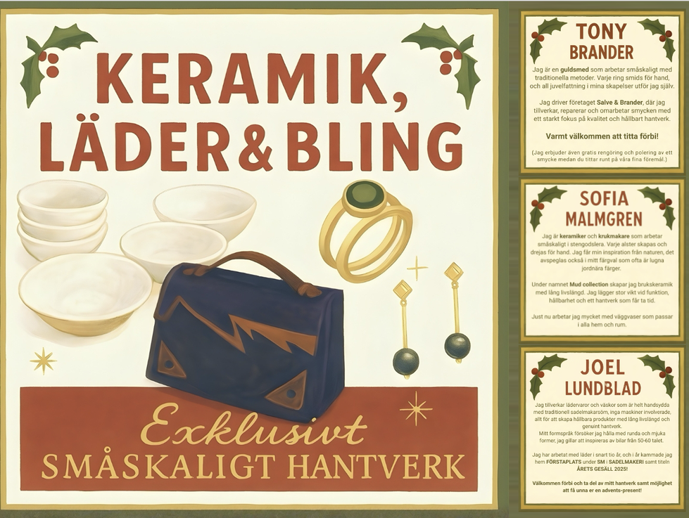 Adventshelg på S19: Keramik, läder & bling